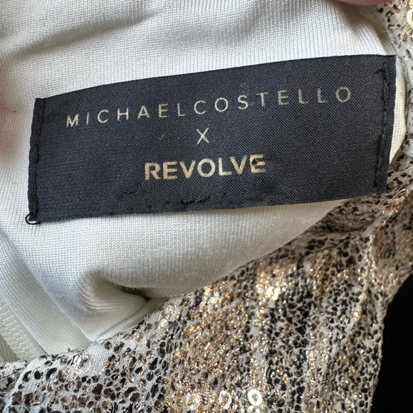 Michael Costello x REVOLVE Metallic Snakeskin Puff Sleeve Mini Dress S/M - Picture 8 of 9